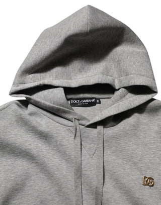 Grauer Logo Kapuzenpullover aus Baumwolle