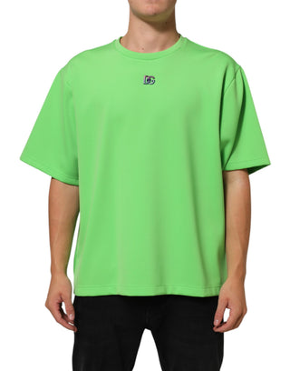 Grünes Logo Rundhals-T-Shirt mit kurzen Ärmeln