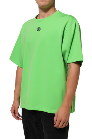 Grünes Logo Rundhals-T-Shirt mit kurzen Ärmeln