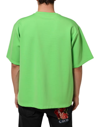 Grünes Logo Rundhals-T-Shirt mit kurzen Ärmeln