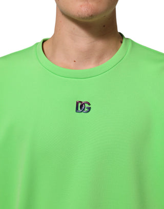 Grünes Logo Rundhals-T-Shirt mit kurzen Ärmeln