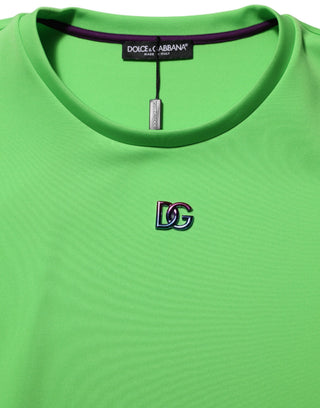 Grünes Logo Rundhals-T-Shirt mit kurzen Ärmeln