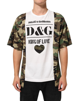 Weißes Logo Camouflage Rundhals Herren T-Shirt