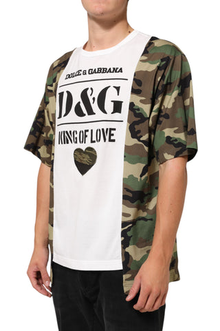 Weißes Logo Camouflage Rundhals Herren T-Shirt