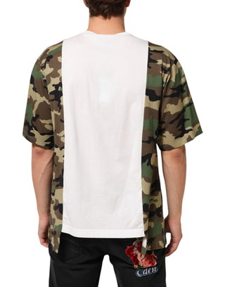 Weißes Logo Camouflage Rundhals Herren T-Shirt
