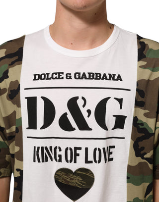 Weißes Logo Camouflage Rundhals Herren T-Shirt