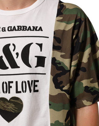 Weißes Logo Camouflage Rundhals Herren T-Shirt