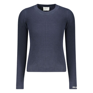 Blauer Damenpullover aus Baumwolle