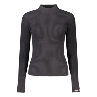 Schwarzer Baumwollpullover für Damen