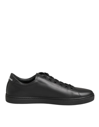 Schwarze Leder-Kristallherz-Sneaker