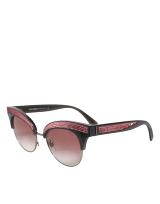 Schwarzrosa verspiegelte Cat-Eye-Pailletten-Sonnenbrille