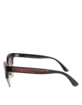 Schwarzrosa verspiegelte Cat-Eye-Pailletten-Sonnenbrille