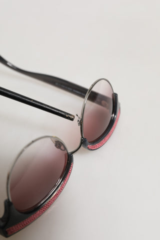 Schwarzrosa verspiegelte Cat-Eye-Pailletten-Sonnenbrille