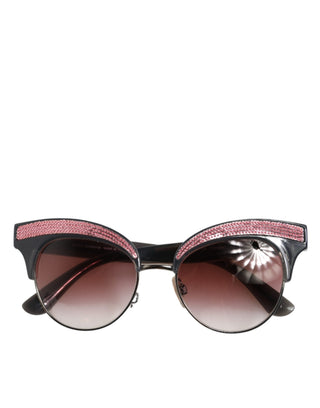 Schwarzrosa verspiegelte Cat-Eye-Pailletten-Sonnenbrille