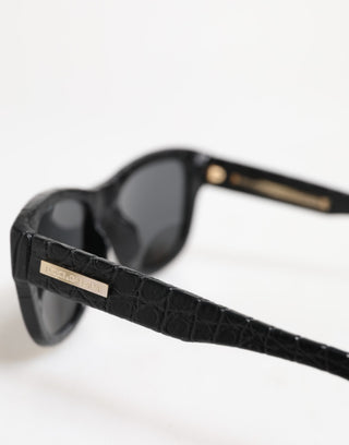 DG4177 Sonnenbrille mit schwarzem Lederrahmen und getönten Gläsern