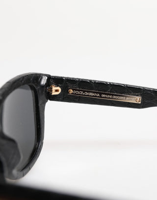 DG4177 Sonnenbrille mit schwarzem Lederrahmen und getönten Gläsern