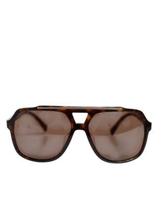 Gafas de sol con montura piloto de carey marrón oscuro  