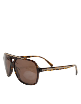 Gafas de sol con montura piloto de carey marrón oscuro  