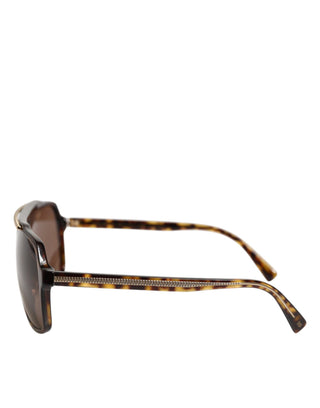 Gafas de sol con montura piloto de carey marrón oscuro  