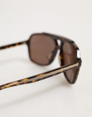 Gafas de sol con montura piloto de carey marrón oscuro  