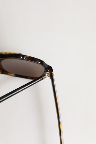 Gafas de sol con montura piloto de carey marrón oscuro  