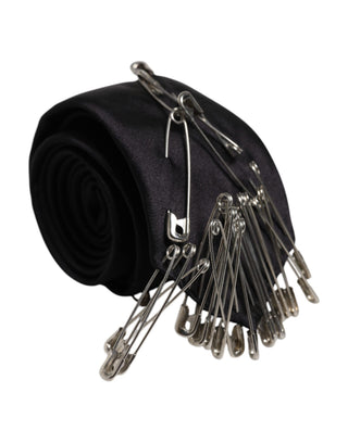 Schwarze Sicherheitsnadeln aus Seide, verstellbare Krawatten-Accessoire