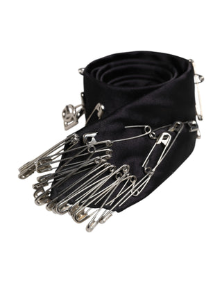 Schwarze Sicherheitsnadeln aus Seide, verstellbare Krawatten-Accessoire