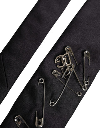 Schwarze Sicherheitsnadeln aus Seide, verstellbare Krawatten-Accessoire