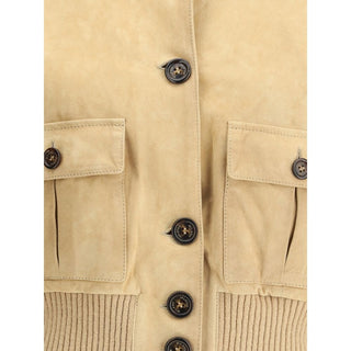 Chaqueta beige de piel de cabra  