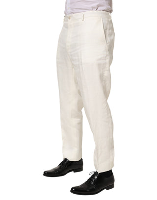 Weißes Leinen Formelles Kleid Herren Anzughose