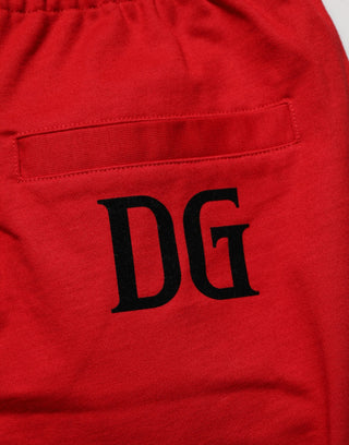 Pantalones bermuda de algodón rojo para hombre con cintura media y cordón