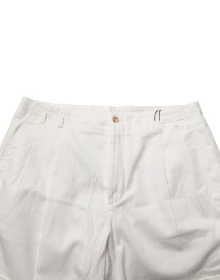 Weiße Herren-Bermudashorts aus Baumwolle mit mittlerer Bundhöhe
