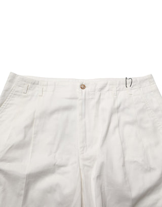 Weiße Herren-Bermudashorts aus Baumwolle mit mittlerer Bundhöhe
