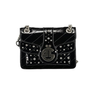 Black Polyurethane Women Shoulder Bag