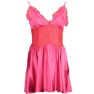 Pink Cotton Women Dress with Lace Detail
