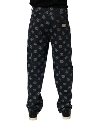Jeans für Herren mit geradem Bein und blauem Logo-Print