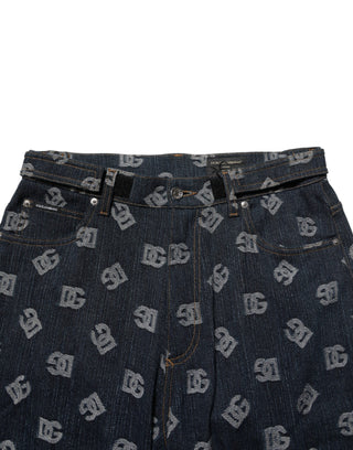Jeans für Herren mit geradem Bein und blauem Logo-Print