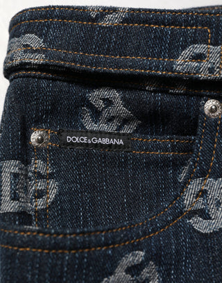 Jeans für Herren mit geradem Bein und blauem Logo-Print