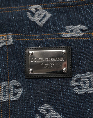 Jeans für Herren mit geradem Bein und blauem Logo-Print