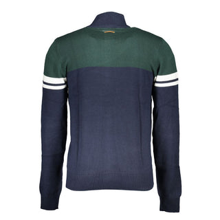 Blaue Baumwoll-Herrenstrickjacke
