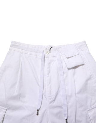 Weiße Leinen-Cargohose für Herren