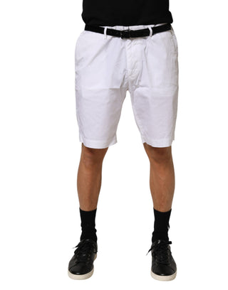 Weiße Bermuda-Shorts aus Stretch-Baumwolle für Herren