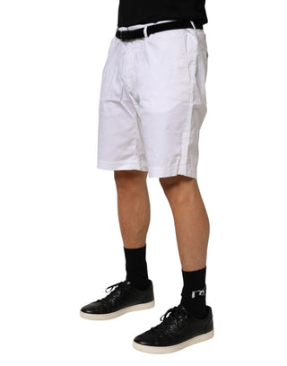 Weiße Bermuda-Shorts aus Stretch-Baumwolle für Herren
