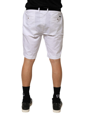 Weiße Bermuda-Shorts aus Stretch-Baumwolle für Herren