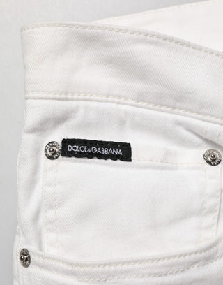 White Graffiti Print Skinny GOLD Denim Jeans