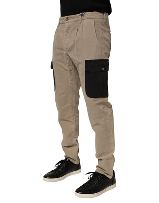 Beige Mid Waist Skinny Chino Cargohose für Herren