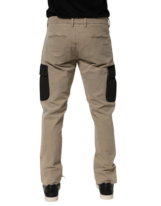 Beige Mid Waist Skinny Chino Cargohose für Herren