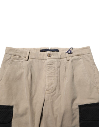 Beige Mid Waist Skinny Chino Cargohose für Herren