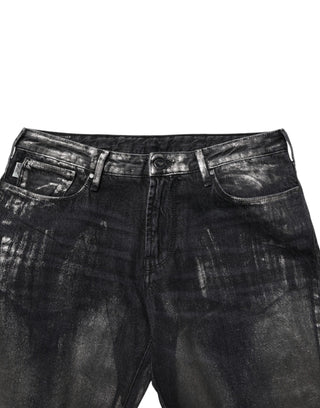 Schwarze Washed Slim Fit Herren Jeanshose