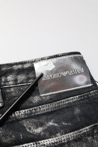 Schwarze Washed Slim Fit Herren Jeanshose